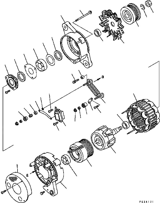 Схема запчастей Komatsu Engine SAA6D102E-22A-8 - ГЕНЕРАТОР (A) (ВНУТР. ЧАСТИ) ДВИГАТЕЛЬ