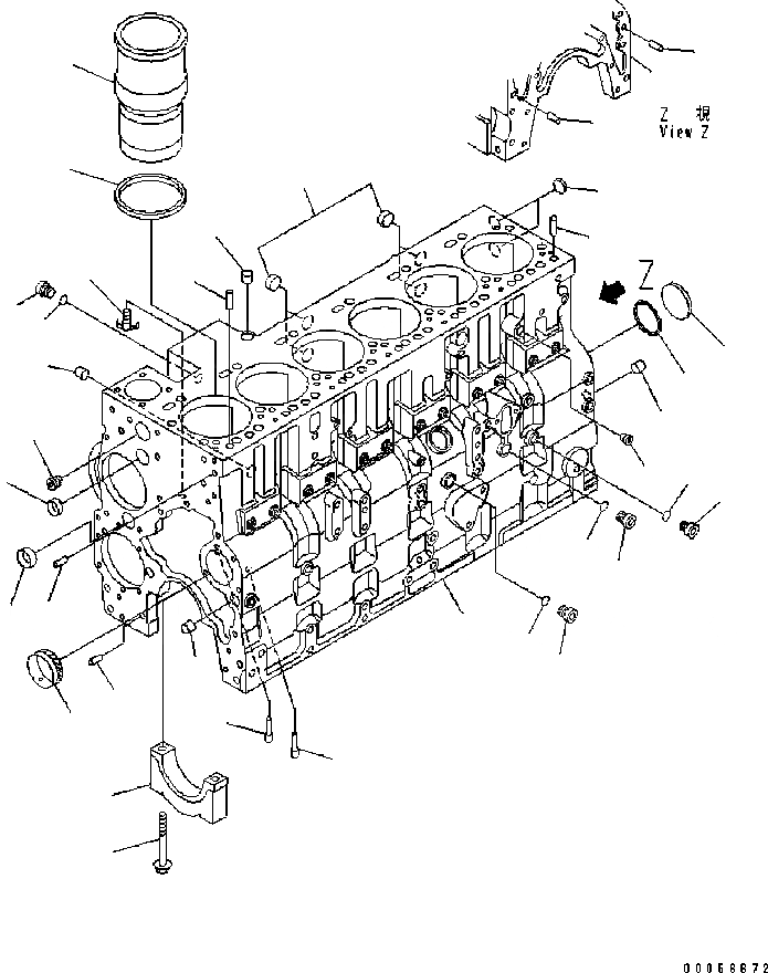 Схема запчастей Komatsu Engine SAA6D114E-2BB-VH - БЛОК ЦИЛИНДРОВ ДВИГАТЕЛЬ
