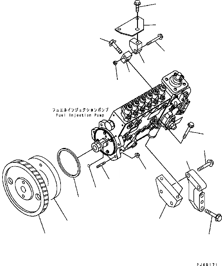 Схема запчастей Komatsu Engine SAA6D114E-2BB-VH - ТОПЛИВН. ВПРЫСК НАСОС КРЕПЛЕНИЕ ДВИГАТЕЛЬ