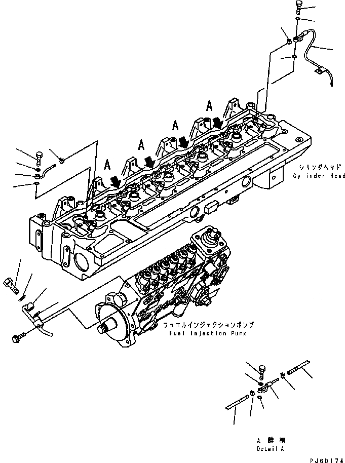 Схема запчастей Komatsu Engine SAA6D114E-2BB-VH - ТОПЛИВН. ДРЕНАЖ (№87-) ДВИГАТЕЛЬ