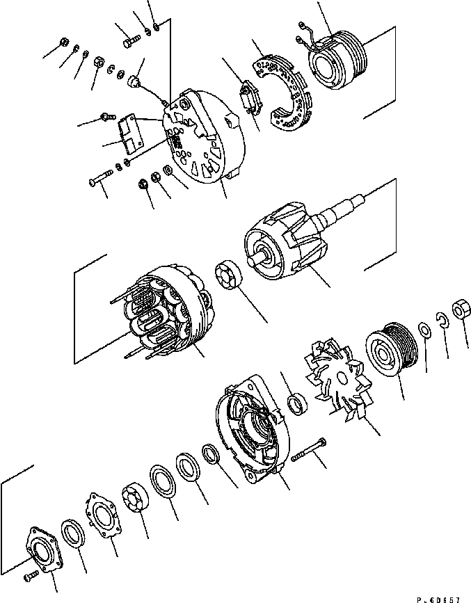 Схема запчастей Komatsu Engine SAA6D114E-2BB-VH - ГЕНЕРАТОР (9A) (ВНУТР. ЧАСТИ) (№878-) ДВИГАТЕЛЬ