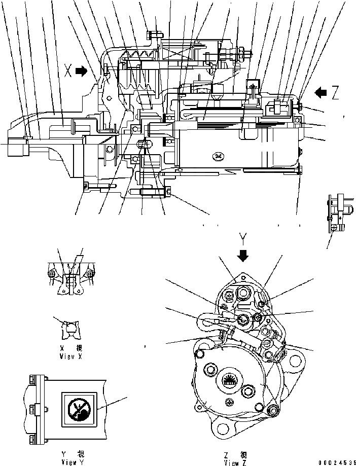 Схема запчастей Komatsu Engine SAA6D114E-2BB-VH - СТАРТЕР (7.KW) (ВНУТР. ЧАСТИ) (№88-) ДВИГАТЕЛЬ