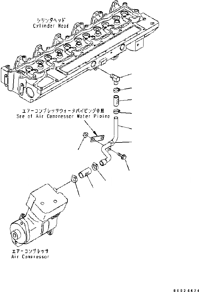 Схема запчастей Komatsu Engine SAA6D114E-2BB-VH - КОМПРЕССОР ВОЗДУХОВОД (№89-) ДВИГАТЕЛЬ