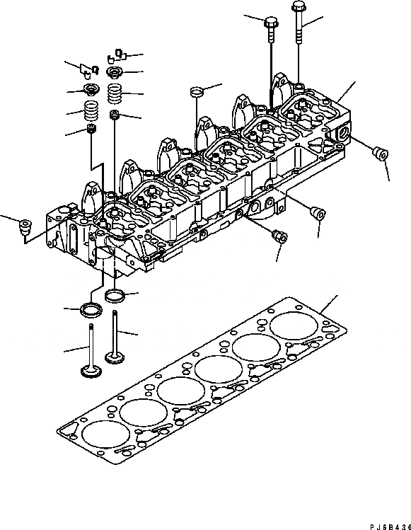 Схема запчастей Komatsu Engine SAA6D102E-2 - ГОЛОВКА ЦИЛИНДРОВ ДВИГАТЕЛЬ