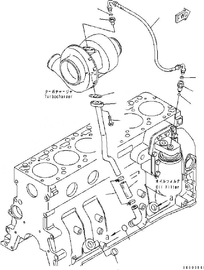 Схема запчастей Komatsu Engine SAA6D102E-2 - МАСЛОПРОВОДЯЩИЕ ТРУБКИ ТУРБОНАГНЕТАТЕЛЯ (№8-) ДВИГАТЕЛЬ