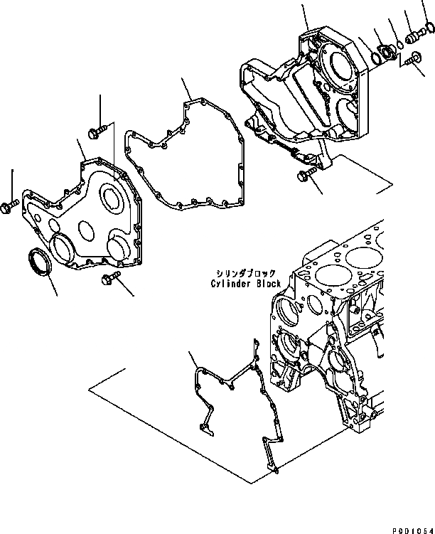 Схема запчастей Komatsu Engine SAA6D102E-2 - ПЕРЕДН. COVER ДВИГАТЕЛЬ