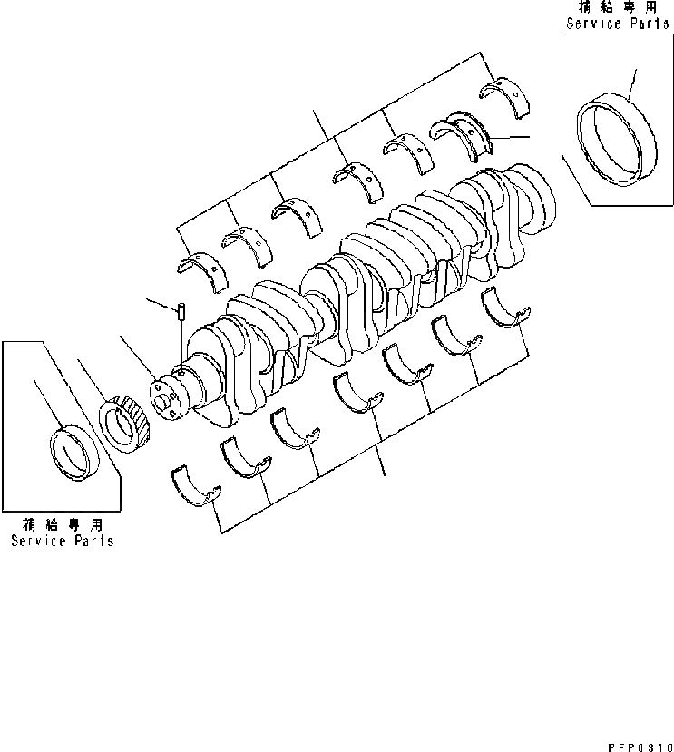 Схема запчастей Komatsu Engine SAA6D102E-2 - КОЛЕНВАЛ ДВИГАТЕЛЬ