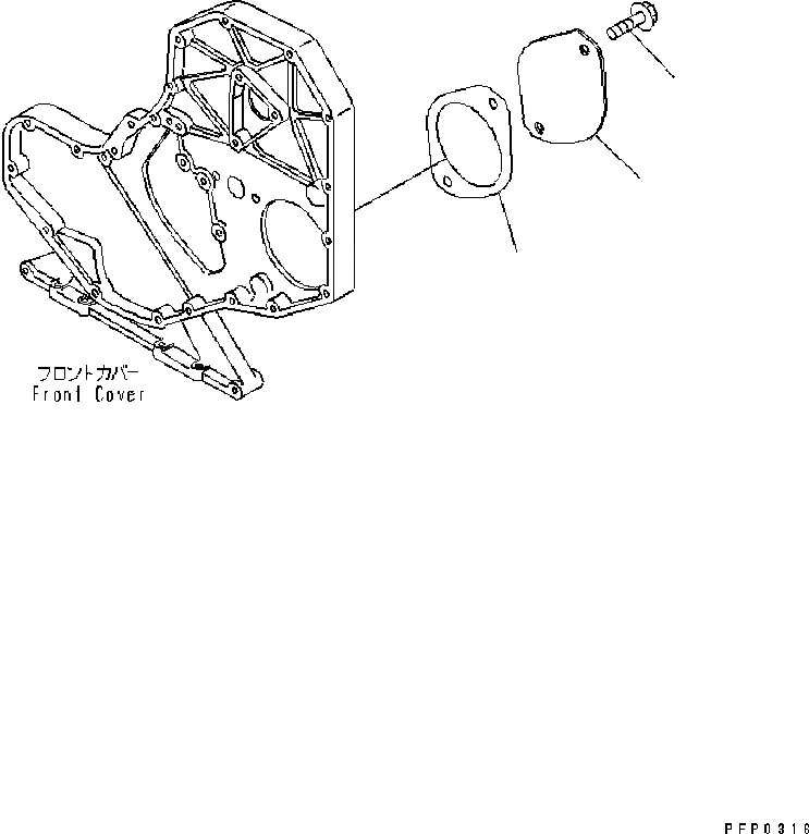 Схема запчастей Komatsu Engine SAA6D102E-2 - КРЫШКА ПЕРЕДН. ЗУБЧАТОЙ ПЕРЕДАЧИ ДВИГАТЕЛЬ