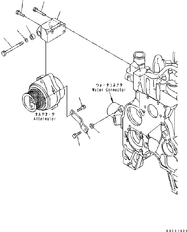 Схема запчастей Komatsu Engine SAA6D102E-2 - КРЕПЛЕНИЕ ГЕНЕРАТОРА (ДЛЯ A¤ A ГЕНЕРАТОР) ДВИГАТЕЛЬ