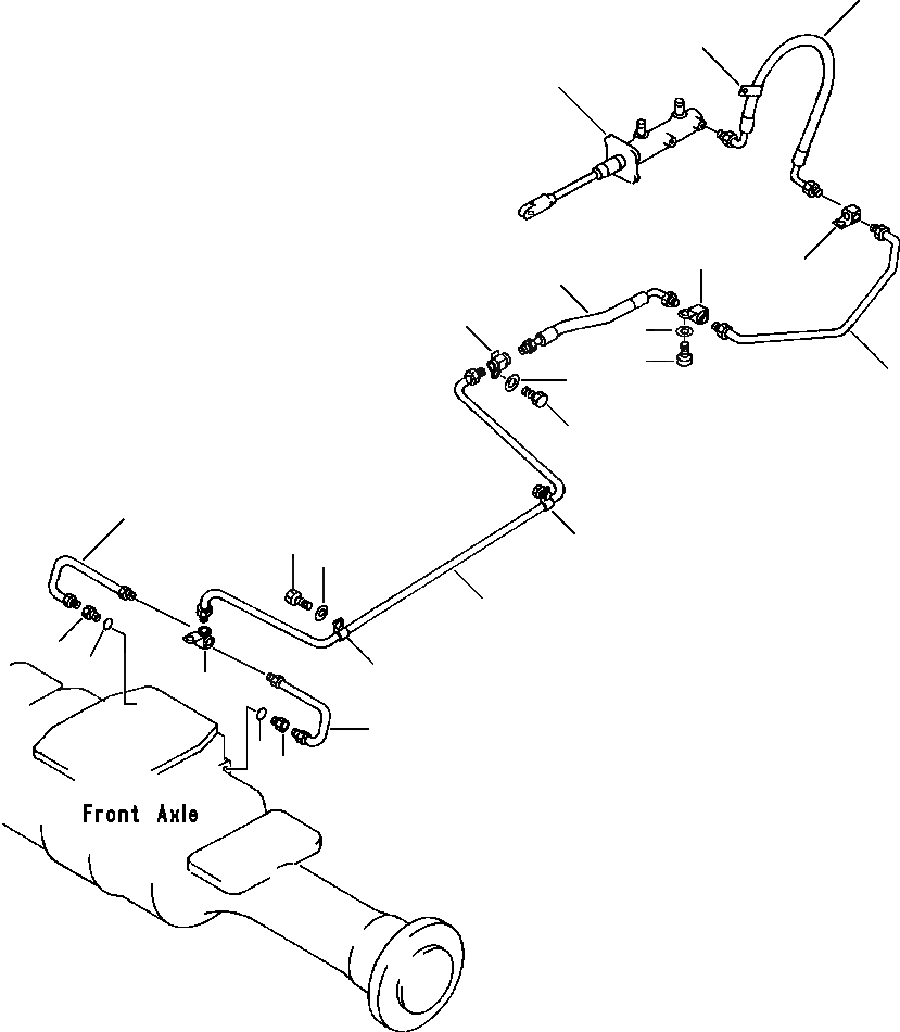 Схема запчастей Komatsu WA120-1LC - ТОРМОЗ. МАСЛОПРОВОДЯЩАЯ ЛИНИЯ ГЛАВН. ЦИЛИНДР - ПЕРЕДНИЙ МОСТ ВЕДУЩ. ВАЛ
