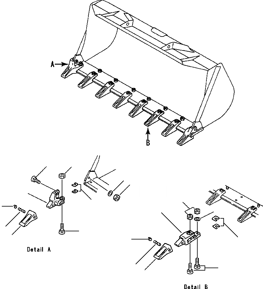 Схема запчастей Komatsu WA120-1LC - БОЛТ-ON КОВШ TEETH (KOMATSU) РАБОЧЕЕ ОБОРУДОВАНИЕ