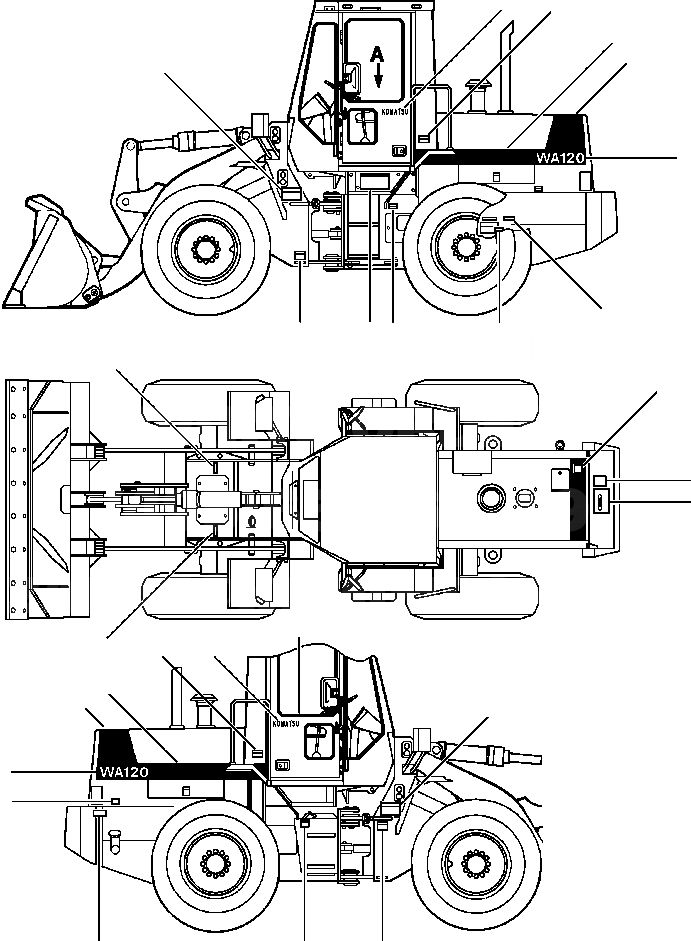 Схема запчастей Komatsu WA120-1LC - PROВОЗДУХОВОДЫ GRAPHICS - АНГЛ. МАРКИРОВКАS