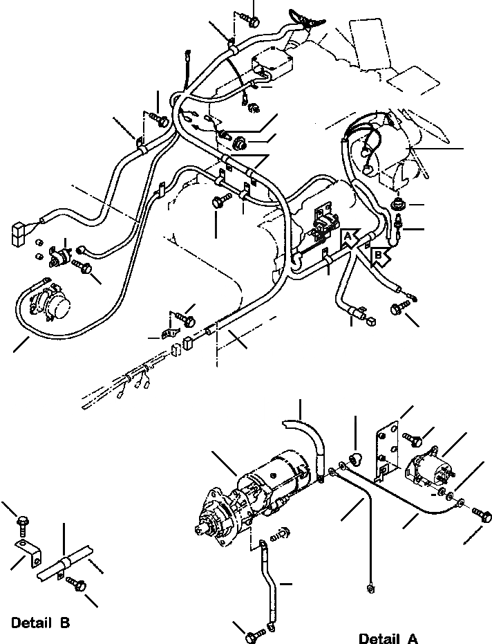 Схема запчастей Komatsu WA120-3L - FIG NO. B-A ДВИГАТЕЛЬ ЭЛЕКТРОПРОВОДКА КОМПОНЕНТЫ ДВИГАТЕЛЯ
