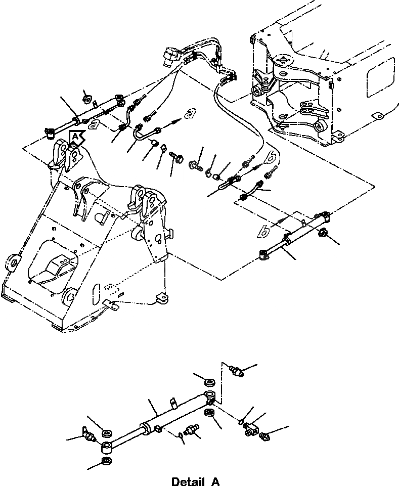 Схема запчастей Komatsu WA120-3L - FIG NO. J-A ЦИЛИНДР РУЛЕВ. УПР-Я ТРУБЫ ПЕРЕДН. РАМА