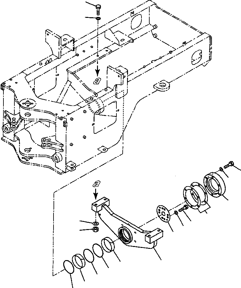 Схема запчастей Komatsu WA120-3L - FIG NO. J-A ЗАДН. МОСТ СУППОРТ ПЕРЕДН. РАМА