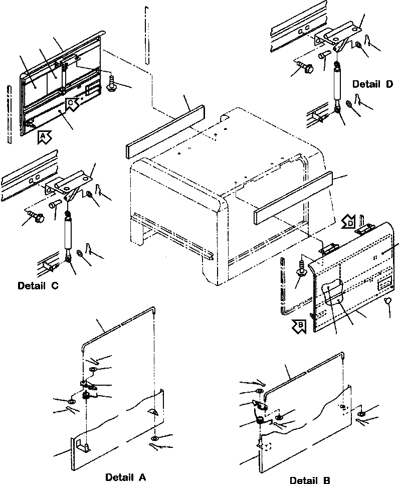 Схема запчастей Komatsu WA120-3L - FIG NO. M-A ДВЕРЦЫ КАПОТА HALF КРЫЛОS ЧАСТИ КОРПУСА