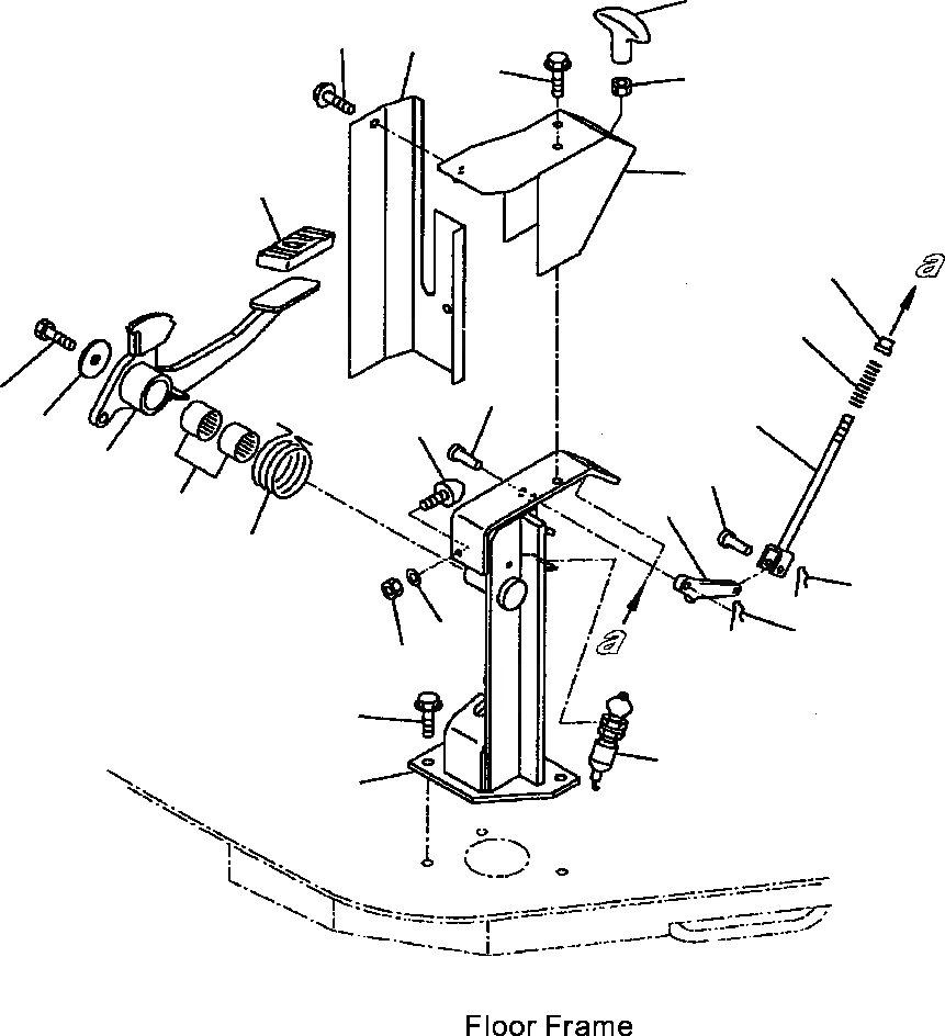Схема запчастей Komatsu WA120-3MC - FIG. F-A СТОЯНОЧНЫЙ ТОРМОЗ ЭЛЕМЕНТЫ УПРАВЛ-Я - ПЕДАЛЬ И РЫЧАГ СИЛОВАЯ ПЕРЕДАЧА И КОНЕЧНАЯ ПЕРЕДАЧА