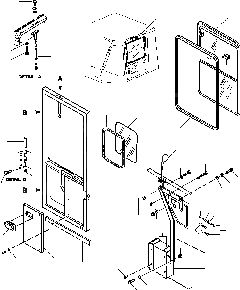 Схема запчастей Komatsu WA180-1LC - КАБИНА ROPS ПРАВ. И ЛЕВ. ДВЕРЬS РАМА