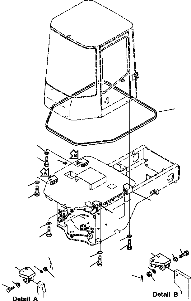 Схема запчастей Komatsu WA180-3MC - FIG. K-A КАБИНА - ЭЛЕМЕНТЫ КРЕПЛЕНИЯ КАБИНА ОПЕРАТОРА И СИСТЕМА УПРАВЛЕНИЯ