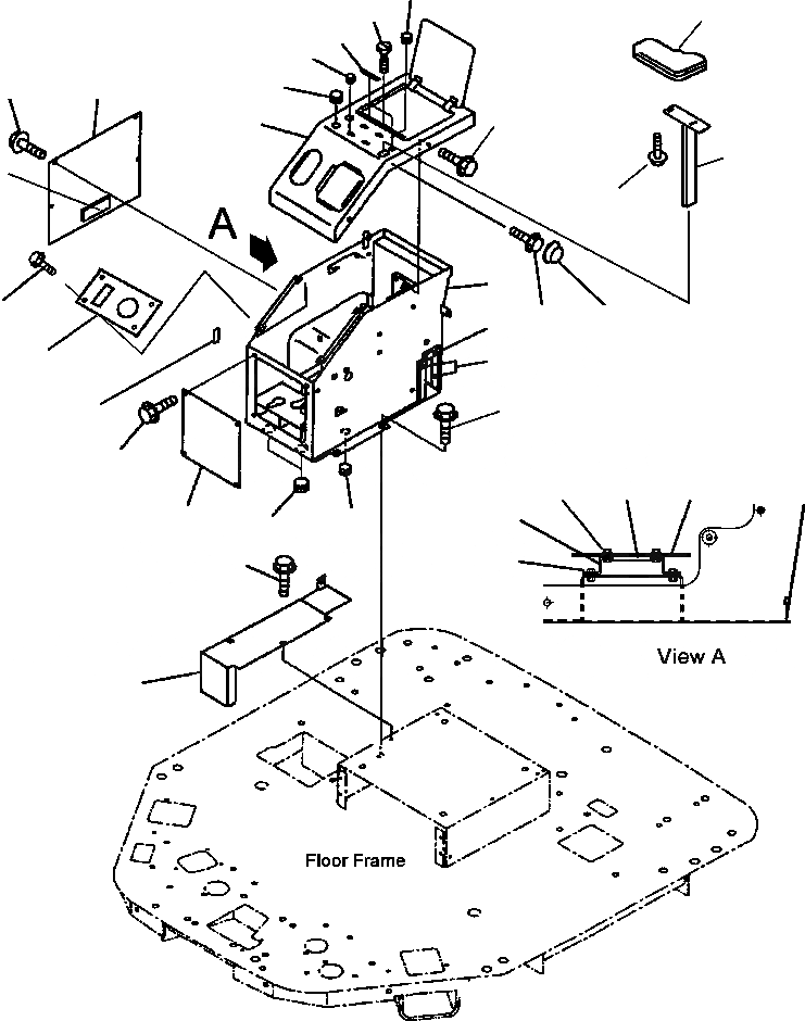 Схема запчастей Komatsu WA180-3MC - FIG. K-A ПРАВ. КОНСОЛЬН. БЛОК И ПОКРЫТИЕ ПОЛА КАБИНА ОПЕРАТОРА И СИСТЕМА УПРАВЛЕНИЯ
