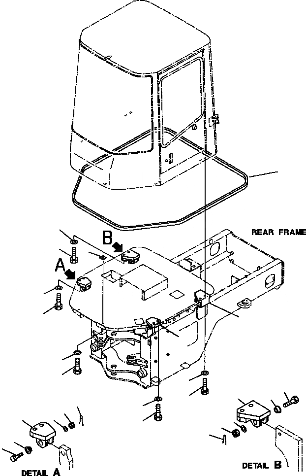 Схема запчастей Komatsu WA180PT-3L - FIG NO. K-A КАБИНА ROPS ЭЛЕМЕНТЫ КРЕПЛЕНИЯ КАБИНА ОПЕРАТОРА И СИСТЕМА УПРАВЛЕНИЯ