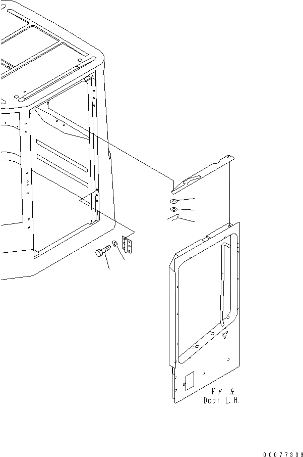 Схема запчастей Komatsu WA180PT-3MC - КАБИНА (ДВЕРЬ ЭЛЕМЕНТЫ КРЕПЛЕНИЯ¤ ЛЕВ.) КАБИНА ОПЕРАТОРА И СИСТЕМА УПРАВЛЕНИЯ