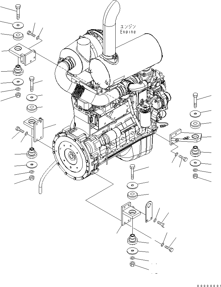 Схема запчастей Komatsu WA200-5L - КРЕПЛЕНИЕ ДВИГАТЕЛЯ КОМПОНЕНТЫ ДВИГАТЕЛЯ