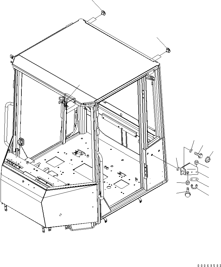 Схема запчастей Komatsu WA200-5L - КАБИНА ROPS (ФИКСАТОР ДВЕРИ) КАБИНА ОПЕРАТОРА И СИСТЕМА УПРАВЛЕНИЯ