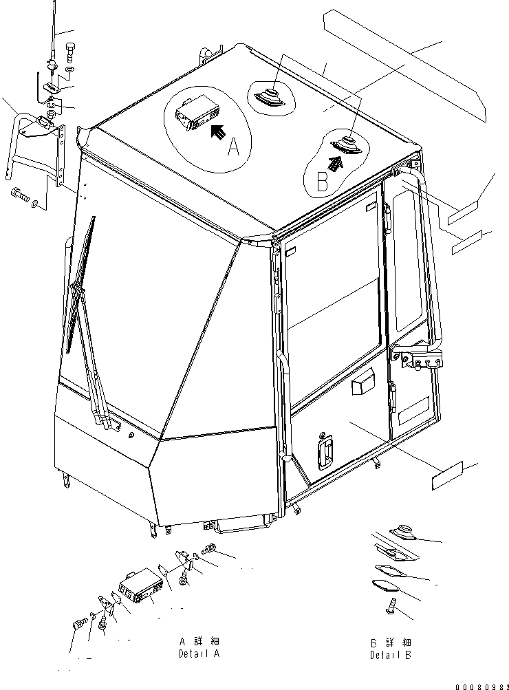 Схема запчастей Komatsu WA200-5L - КАБИНА ROPS (РАДИО-CASSETTE С АНТЕННА И ГРОМКОГОВОРИТ.) КАБИНА ОПЕРАТОРА И СИСТЕМА УПРАВЛЕНИЯ