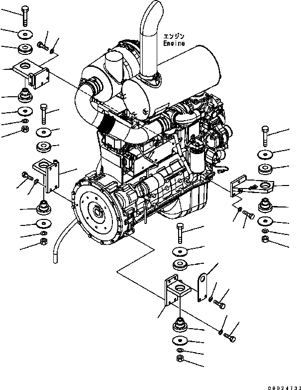 Схема запчастей Komatsu WA200-5 - КРЕПЛЕНИЕ ДВИГАТЕЛЯ КОМПОНЕНТЫ ДВИГАТЕЛЯ