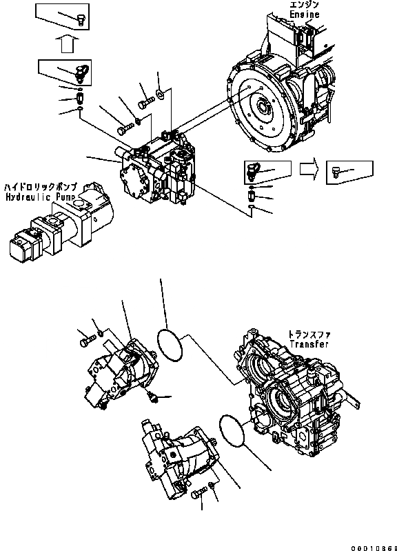 Схема запчастей Komatsu WA200-5 - HST НАСОС (№B-B) ТРАНСМИССИЯ