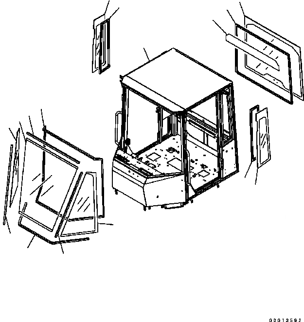 Схема запчастей Komatsu WA200-5 - КАБИНА ROPS (КУЗОВ¤ СТЕКЛА) КАБИНА ОПЕРАТОРА И СИСТЕМА УПРАВЛЕНИЯ