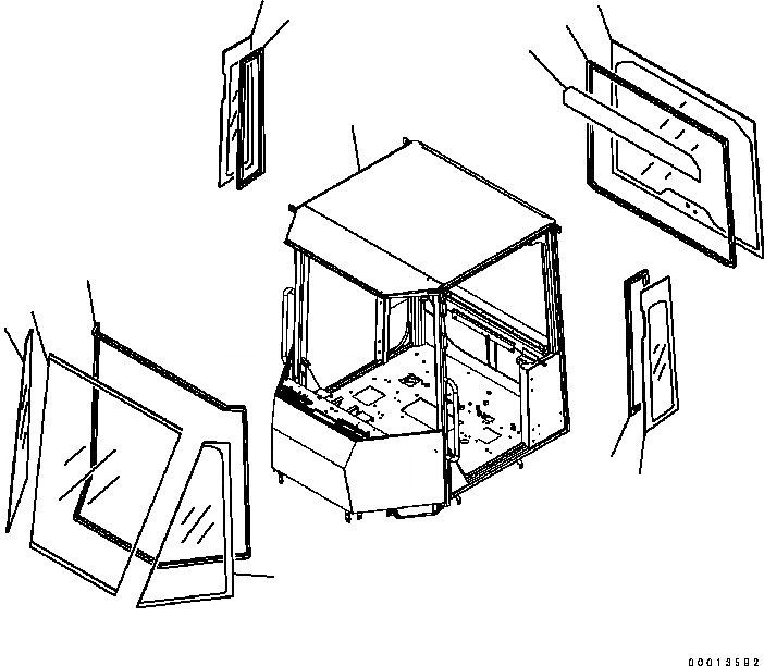 Схема запчастей Komatsu WA200-5 - OPEN КАБИНА (КУЗОВ¤ СТЕКЛА) КАБИНА ОПЕРАТОРА И СИСТЕМА УПРАВЛЕНИЯ