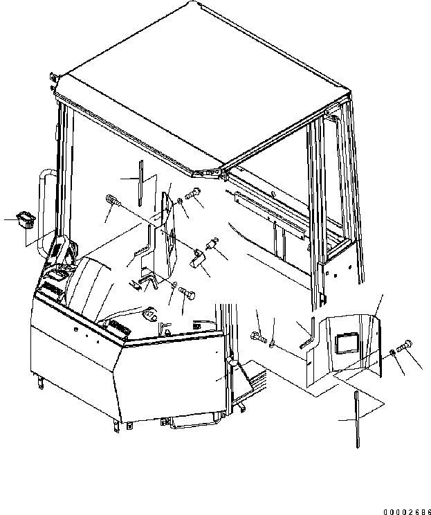 Схема запчастей Komatsu WA200-5 - КАБИНА ROPS (COVER) КАБИНА ОПЕРАТОРА И СИСТЕМА УПРАВЛЕНИЯ