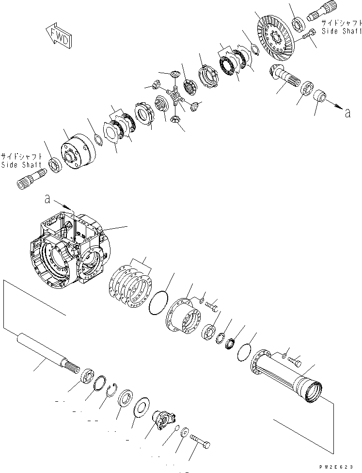 Схема запчастей Komatsu WA200-6 - ПЕРЕДНИЙ МОСТ (ДИФФЕРЕНЦ.) (ASD) СИЛОВАЯ ПЕРЕДАЧА