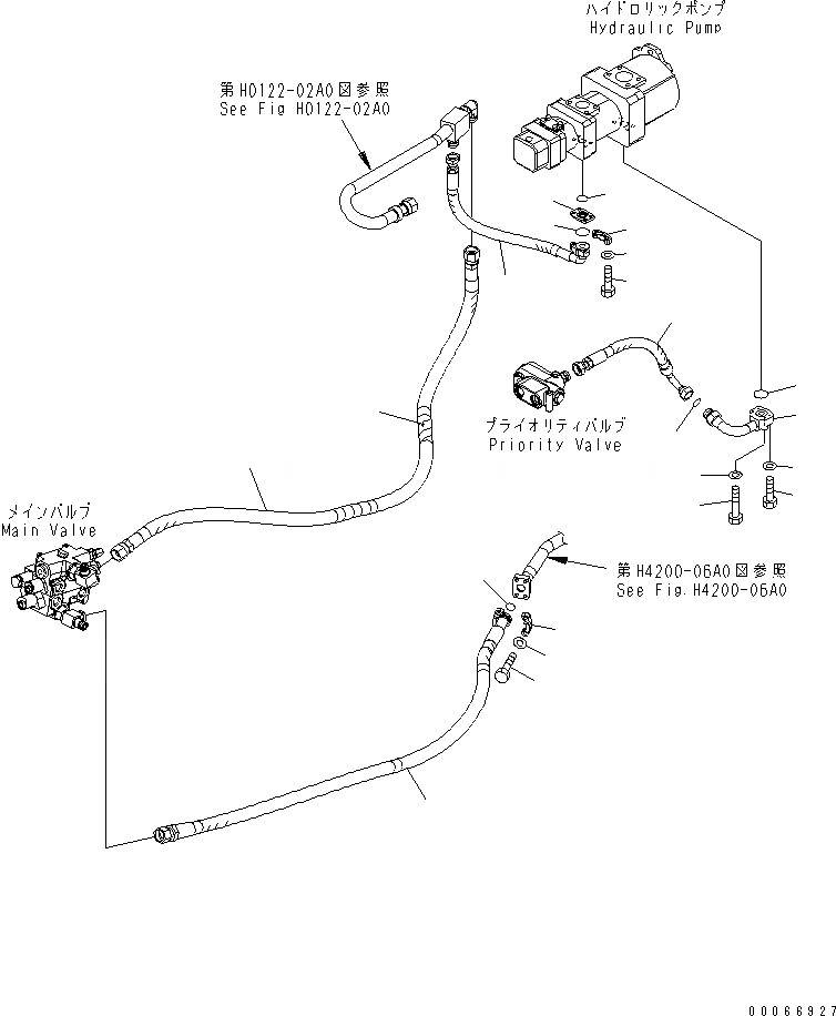 Схема запчастей Komatsu WA200-6 - ГИДРОЛИНИЯ (ВОЗВРАТНАЯ ЛИНИЯ) ГИДРАВЛИКА