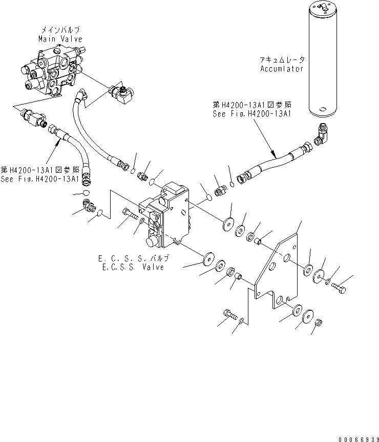 Схема запчастей Komatsu WA200-6 - ГИДРОЛИНИЯ (E.C.S.S КЛАПАН КРЕПЛЕНИЕIG ЧАСТИ) ГИДРАВЛИКА