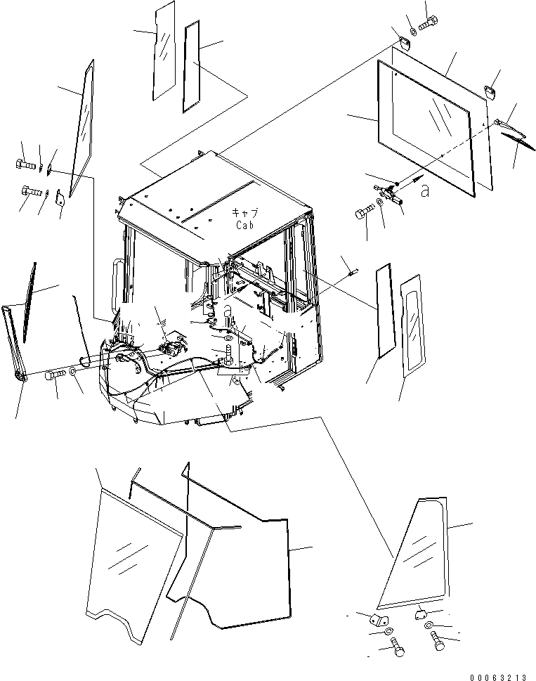 Схема запчастей Komatsu WA200-6 - КАБИНА ROPS (СТЕКЛА И ДВОРНИКИ) КАБИНА ОПЕРАТОРА И СИСТЕМА УПРАВЛЕНИЯ
