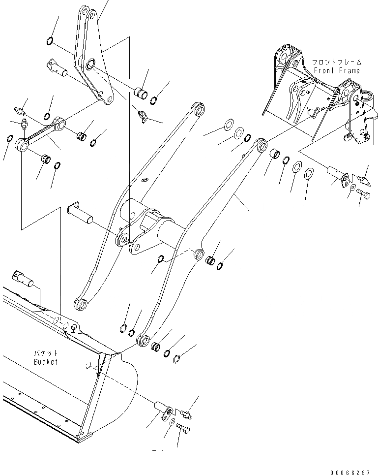 Схема запчастей Komatsu WA200-6 - РУКОЯТЬ И КОЛЕНЧАТЫЙ РЫЧАГ (ДЛЯ 3-Х СЕКЦИОНН. КЛАПАН) РАБОЧЕЕ ОБОРУДОВАНИЕ