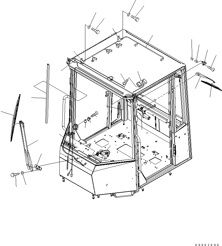 Схема запчастей Komatsu WA200PT-5L - КАБИНА ROPS (ДВОРНИКИ И ОСВЕЩЕНИЕ) КАБИНА ОПЕРАТОРА И СИСТЕМА УПРАВЛЕНИЯ