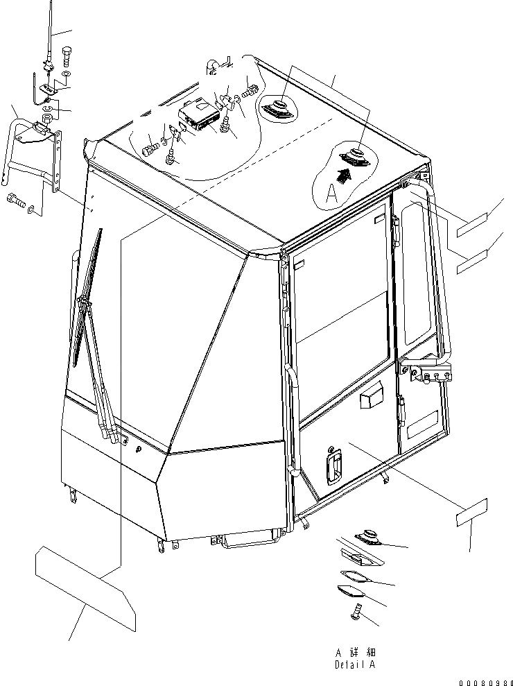 Схема запчастей Komatsu WA200PT-5L - КАБИНА ROPS (АНТЕННА¤ ГРОМКОГОВОРИТ.) КАБИНА ОПЕРАТОРА И СИСТЕМА УПРАВЛЕНИЯ