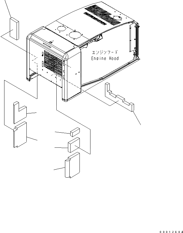 Схема запчастей Komatsu WA200PT-5L - КАПОТ (INSULATION) ЧАСТИ КОРПУСА