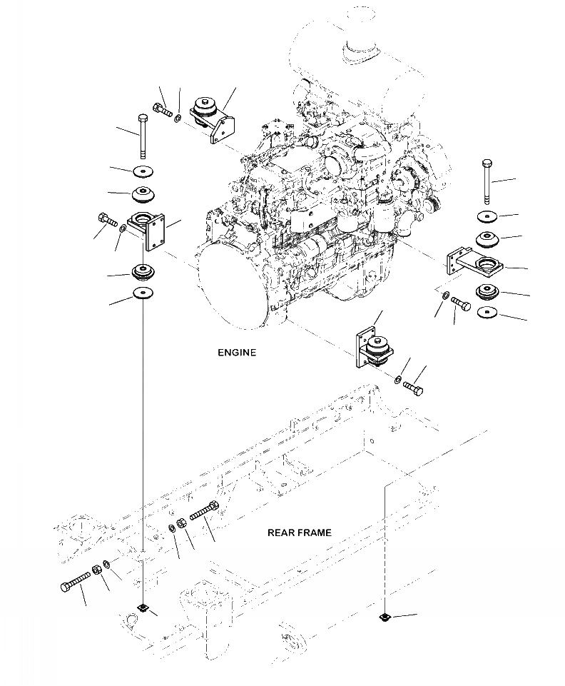 Схема запчастей Komatsu WA250-6 - B-A КРЕПЛЕНИЕ ДВИГАТЕЛЯ КОМПОНЕНТЫ ДВИГАТЕЛЯ