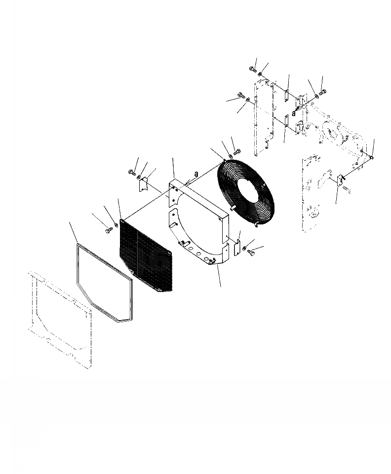Схема запчастей Komatsu WA250-6 - C-A РЕШЕТКА ВЕНТИЛЯТОРА РАДИАТОРА - ШИР. СЕРДЦЕВИНА (LATCH ТИП) СИСТЕМА ОХЛАЖДЕНИЯ