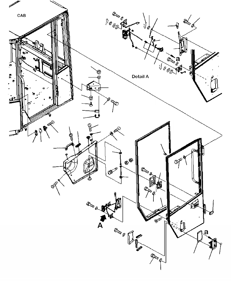 Схема запчастей Komatsu WA250-6 - K-A КАБИНА ROPS ЛЕВ. ДВЕРЬ (/) OPERATORXD S ОБСТАНОВКА И СИСТЕМА УПРАВЛЕНИЯ
