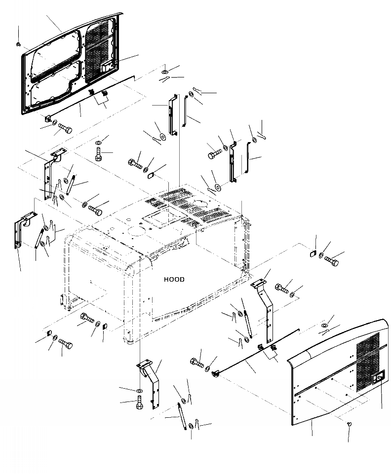 Схема запчастей Komatsu WA250-6 - M-A ДВЕРЦЫ КАПОТА И SPRING ЧАСТИ КОРПУСА