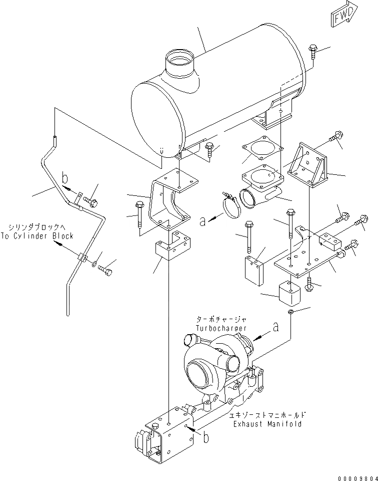 Схема запчастей Komatsu WA250-5L - ГЛУШИТЕЛЬ И КРЕПЛЕНИЕ КОМПОНЕНТЫ ДВИГАТЕЛЯ