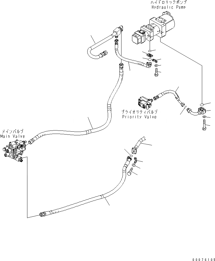 Схема запчастей Komatsu WA250-5L - ГИДРОЛИНИЯ (ВОЗВРАТНАЯ ЛИНИЯ) (3-Х СЕКЦИОНН. И ВЫС.-LIFT) ГИДРАВЛИКА