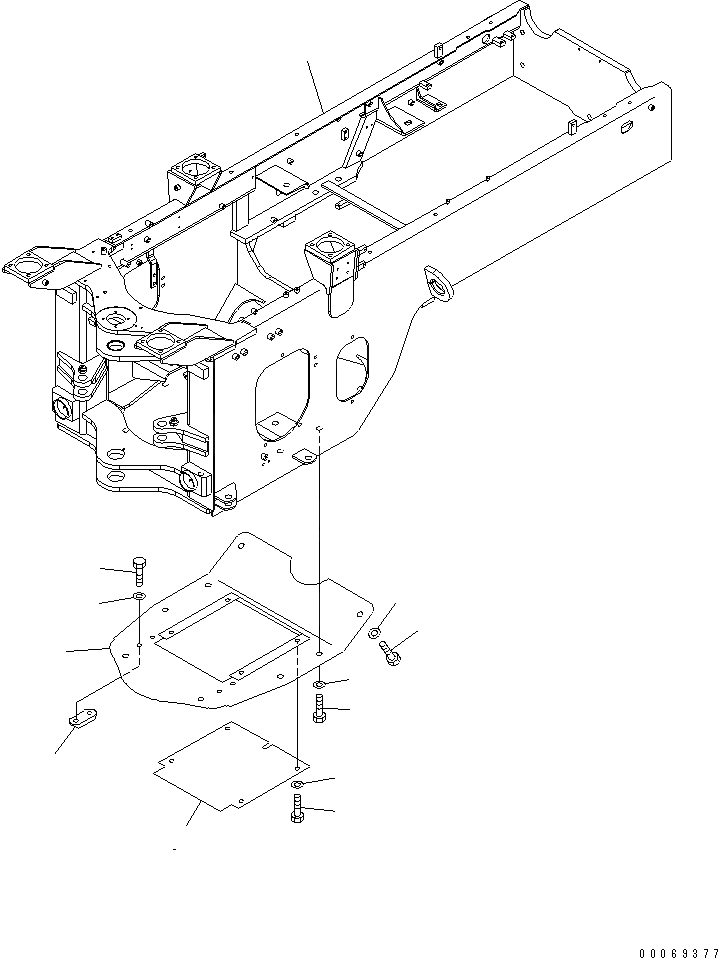 Схема запчастей Komatsu WA250-5L - ЗАДН. РАМА (WASTE РУКОЯТЬR НИЖН. ЗАЩИТА) ОСНОВНАЯ РАМА И ЕЕ ЧАСТИ