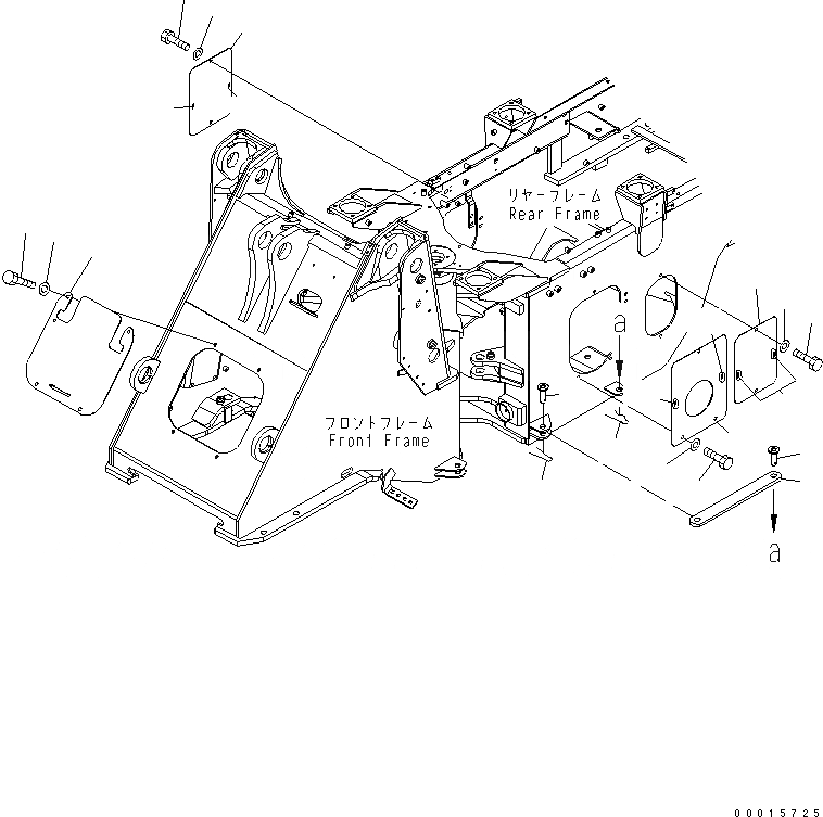 Схема запчастей Komatsu WA250-5L - БЛОКИР. BAR И КРЫШКА(3-Х СЕКЦИОНН.) ОСНОВНАЯ РАМА И ЕЕ ЧАСТИ